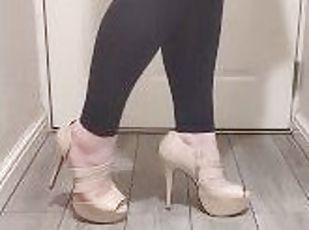 Worship my Beige Peep-Toe Platforms