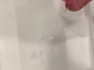 Cumming hard in hotel shower, pissing