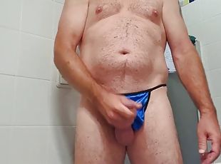 Master Ramons hottest handjob video! He masturbates hardcore in a sexy blue thong! Gold, spit, jerk off on a mega