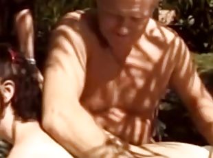 Housewife with shaking tits gets banged outdoors