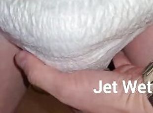 Pee and cum in a fresh diaper... piss desperation masturbation cumshot