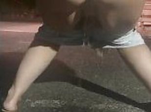 White Milf Pissing on the Street Public Peeing Fetish