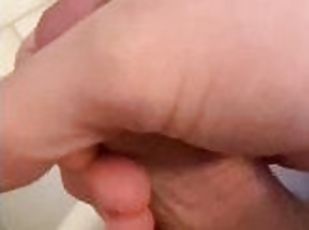 Stroking small dick till cumshot