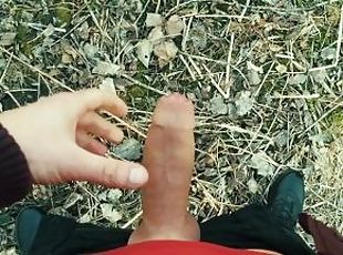 masturbation, orgasme, en-plein-air, public, ejaculation-sur-le-corps, gay, secousses, ejaculation, boules, minet