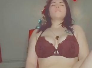 Big tits teen plays with her toy