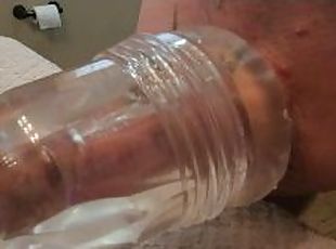 Clear Fleshlite masturbation with creampie