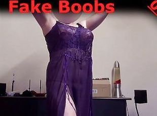 Fake Boobs FF-Cup: Long thin purple dress and my enourmous strapon tits. (no audio) Tobi00815 (047)