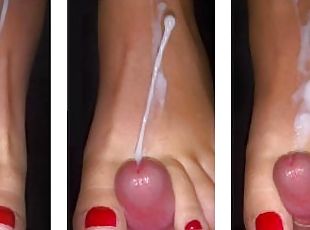 FOOTJOB AND CUMSHOT OVER MY FEET AFTER 1 WEEK OF ABSTINENCE