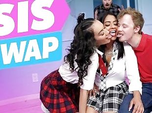 SisSwap - Naughty Besties Sawyer Cassidy and Serena Santos Bang Stepbros On Camera