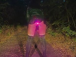 Flashlight in my ass - walking with anal plug in public