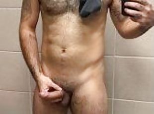 Horny Latino Jock caught jerking off in locker room