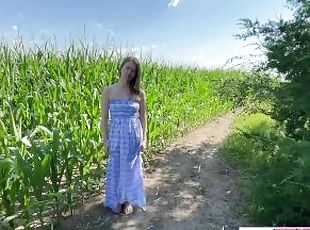 Slut submits in cornfield