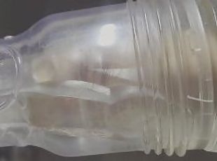 Cumming inside clear flesh lite. Extreme closeup.